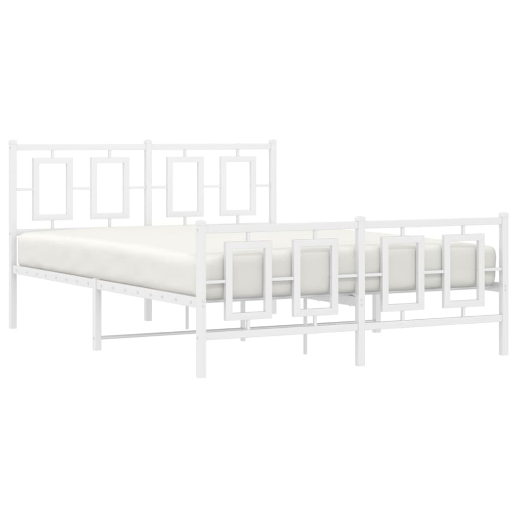 sengeramme med sengegavl og fodgærde 135x190 cm metal hvid