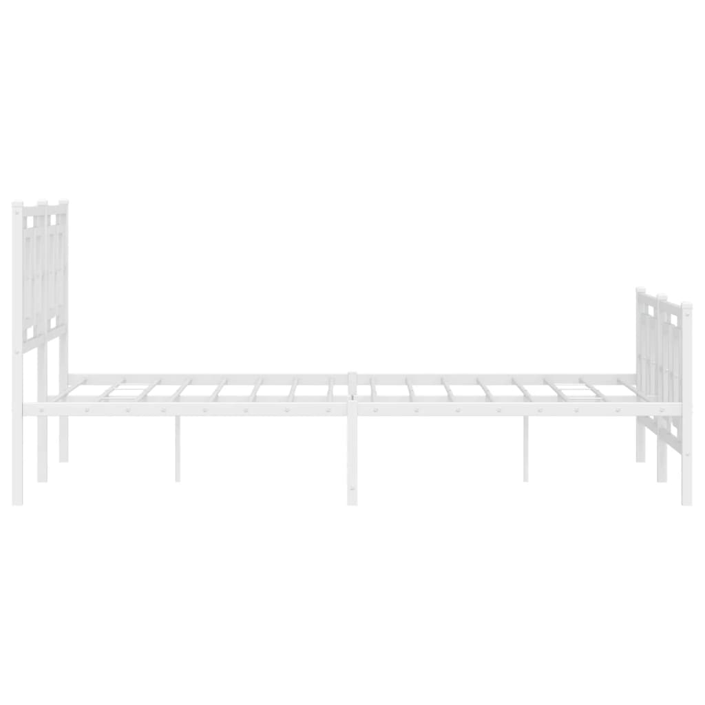 sengeramme med sengegavl og fodgærde 135x190 cm metal hvid