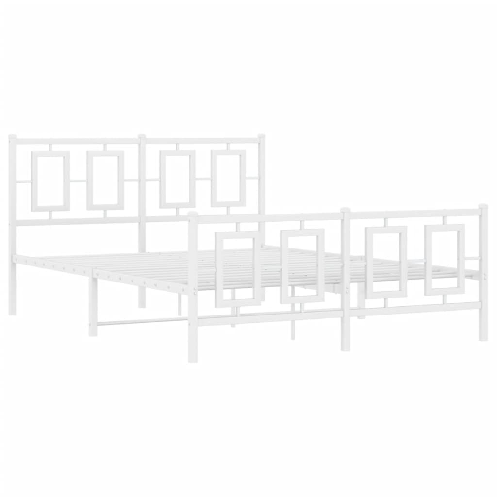 sengeramme med sengegavl og fodgærde 140x190 cm metal hvid