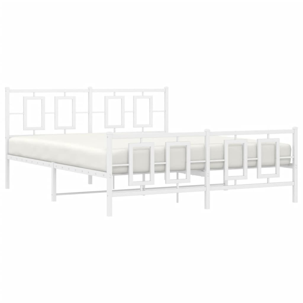 sengeramme med sengegavl og fodgærde 150x200 cm metal hvid