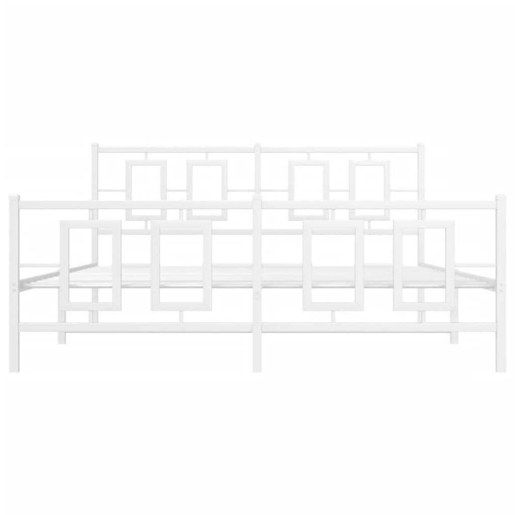 sengeramme med sengegavl og fodgærde 150x200 cm metal hvid