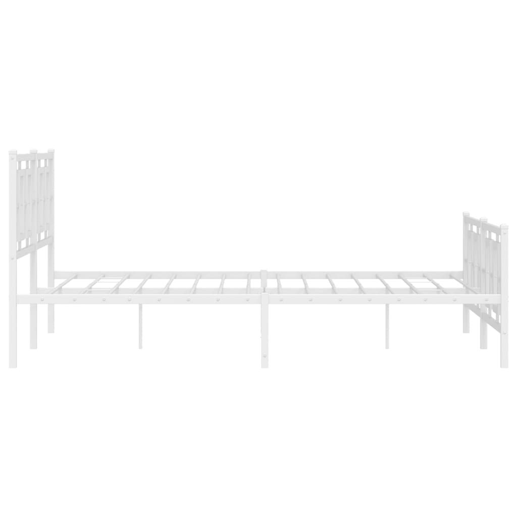 sengeramme med sengegavl og fodgærde 150x200 cm metal hvid