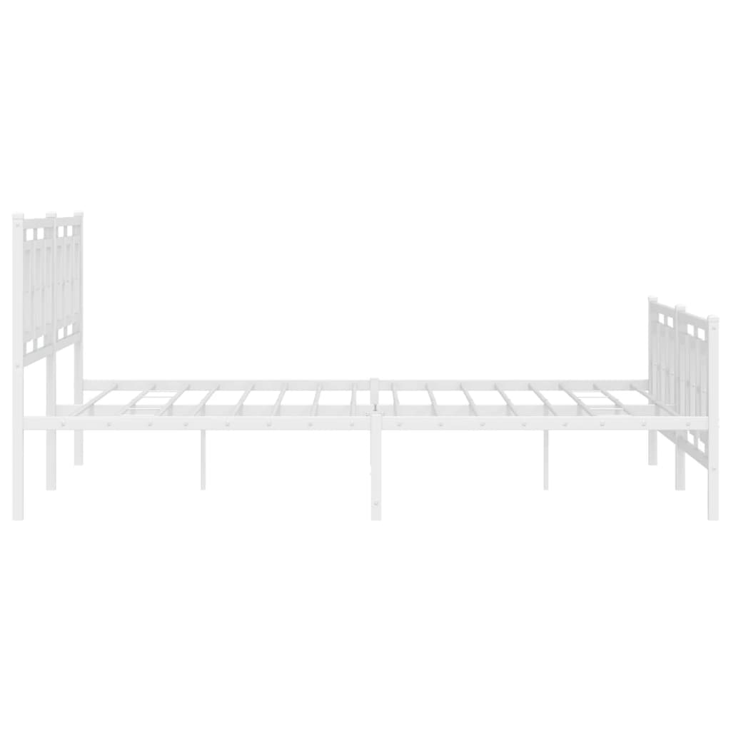 sengeramme med sengegavl og fodgærde 180x200 cm metal hvid