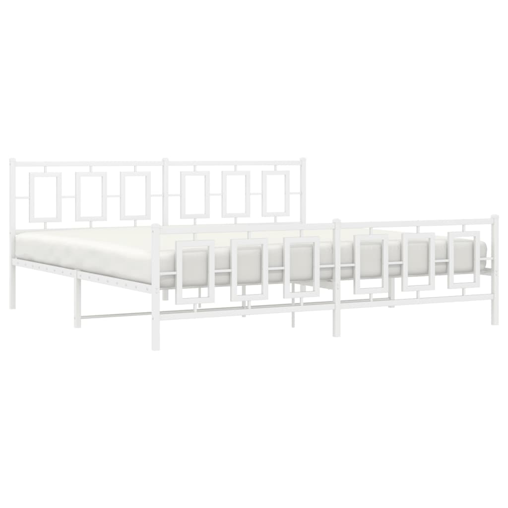 sengeramme med sengegavl og fodgærde 193x203 cm metal hvid