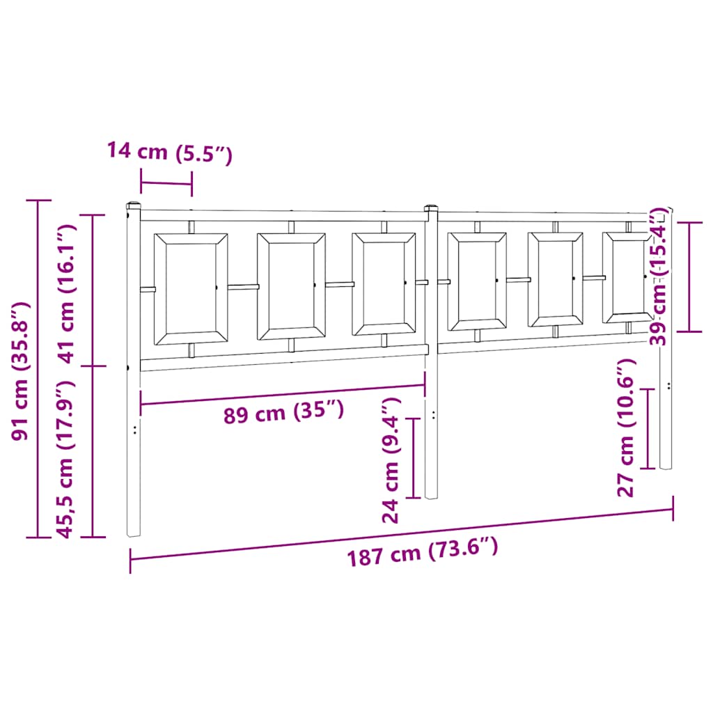udskiftningsgavl 180 cm metal hvid