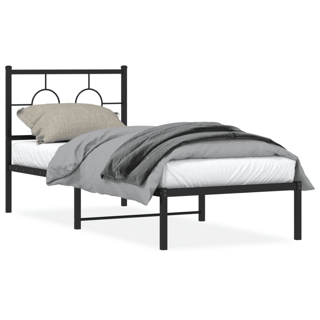 sengeramme med sengegavl 80x200 cm metal sort