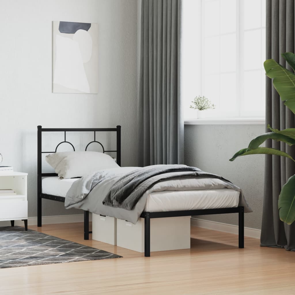 sengeramme med sengegavl 80x200 cm metal sort