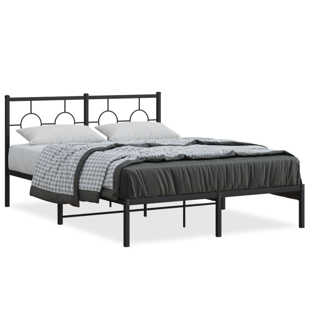 sengeramme med sengegavl 140x190 cm metal sort