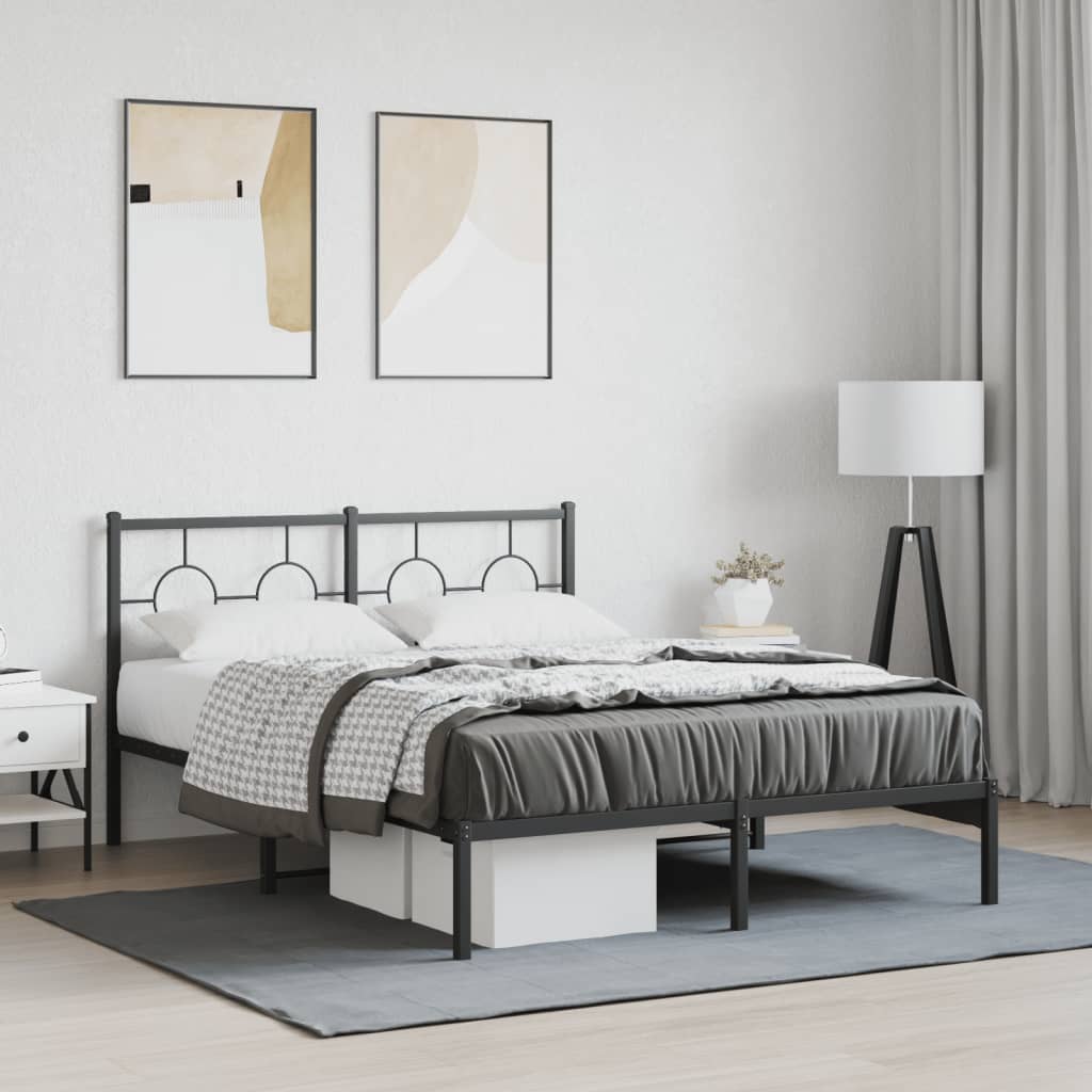 sengeramme med sengegavl 140x200 cm metal sort