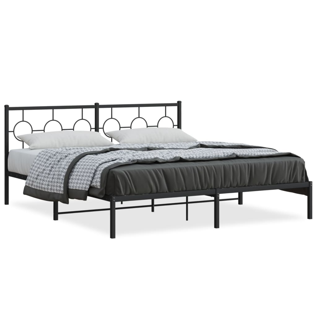 sengeramme med sengegavl 180x200 cm metal sort