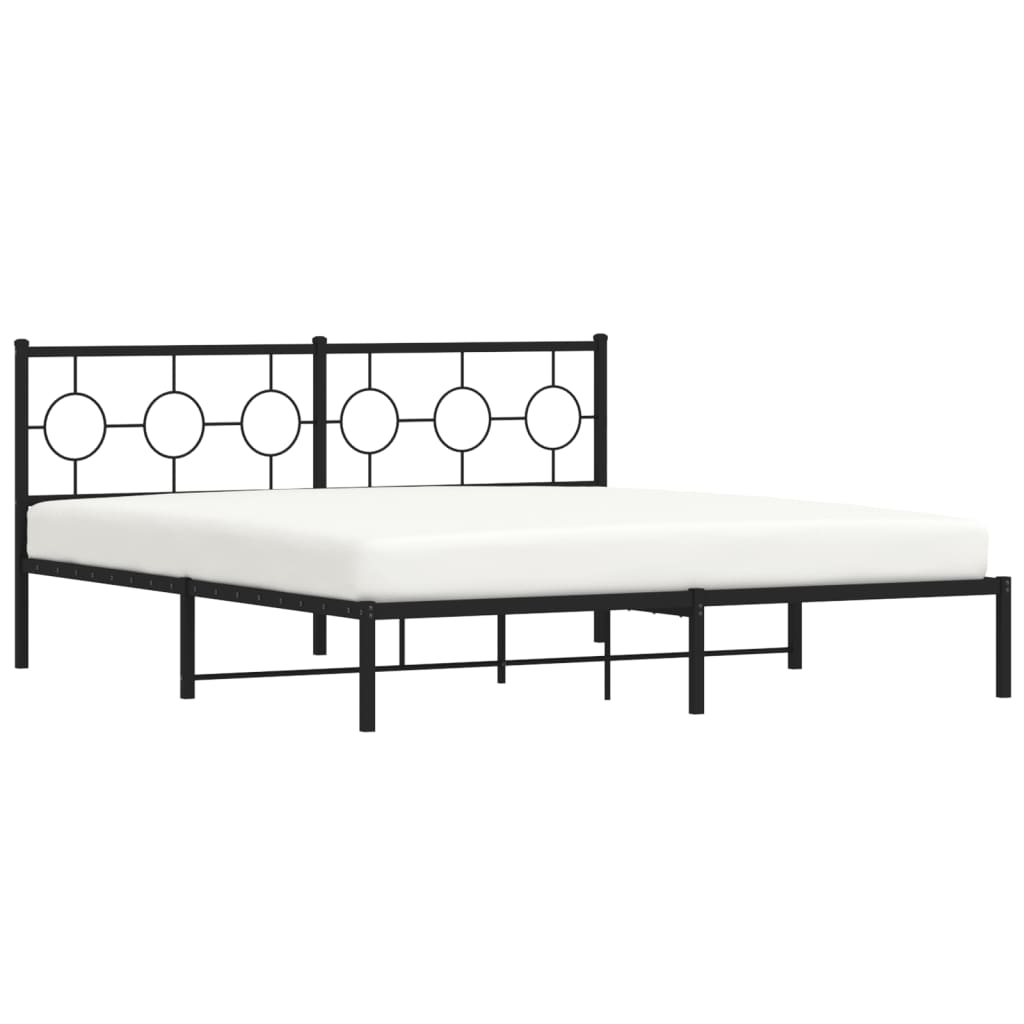 sengeramme med sengegavl 180x200 cm metal sort