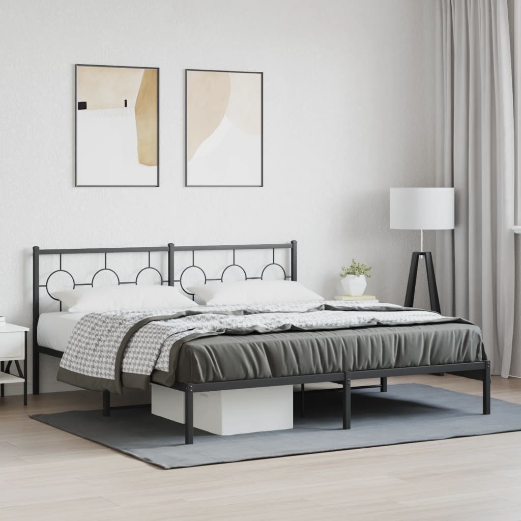 sengeramme med sengegavl 180x200 cm metal sort