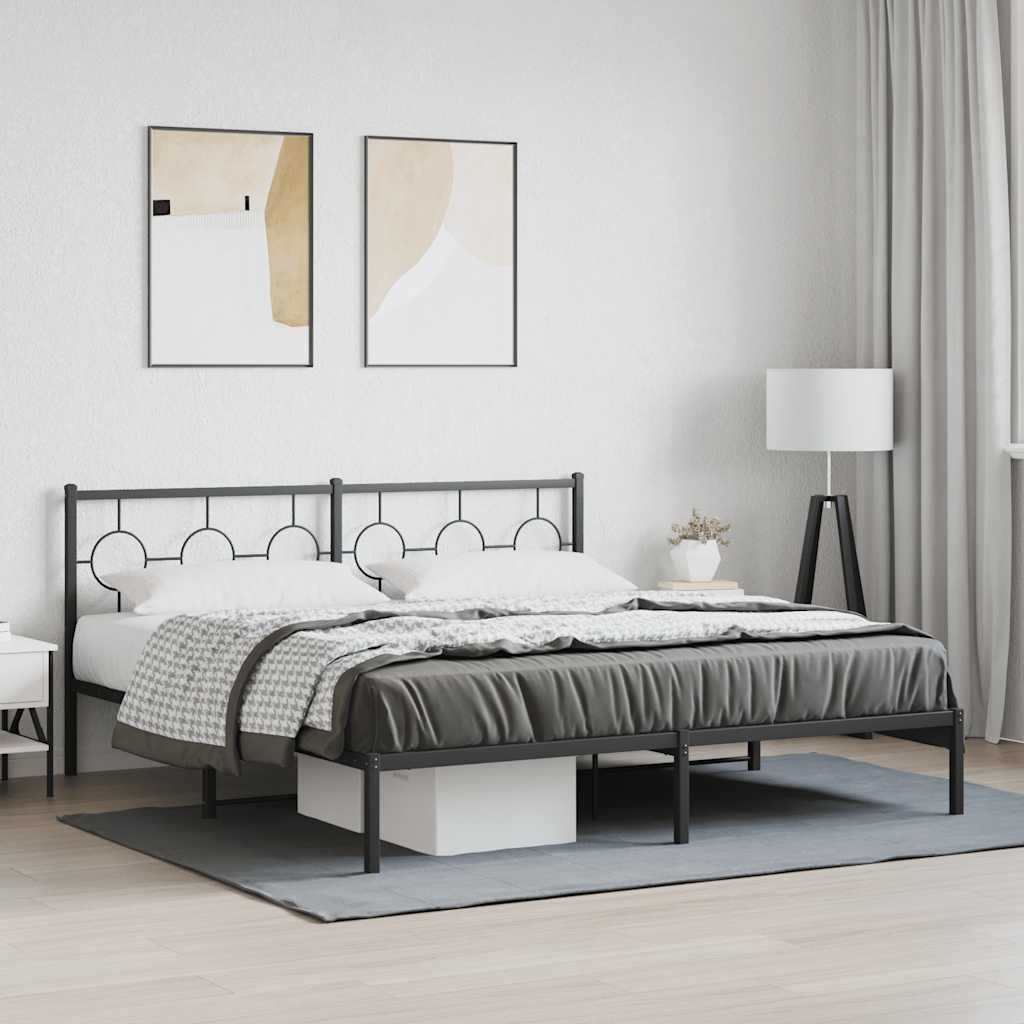 sengeramme med sengegavl 183x213 cm metal sort