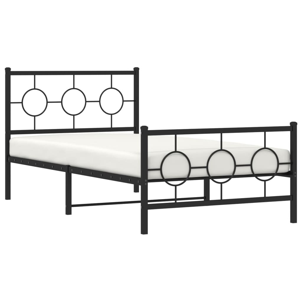 sengeramme med sengegavl og fodgærde 100x190 cm metal sort