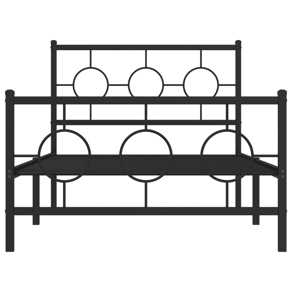 sengeramme med sengegavl og fodgærde 100x190 cm metal sort