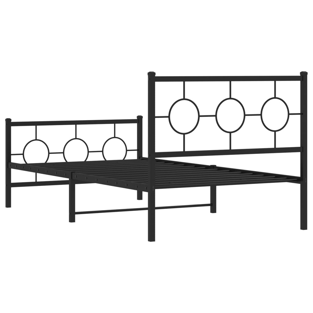 sengeramme med sengegavl og fodgærde 100x190 cm metal sort