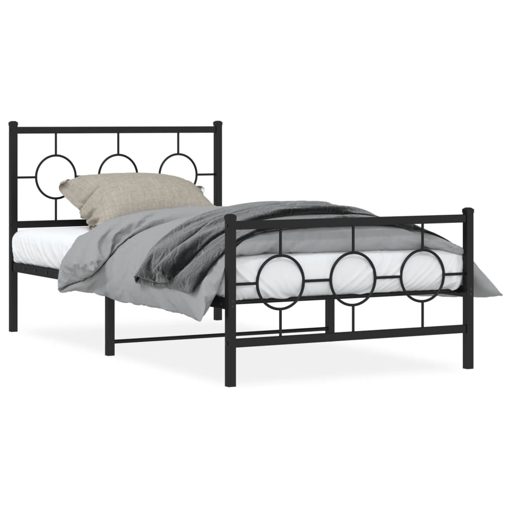 sengeramme med sengegavl og fodgærde 100x200 cm metal sort