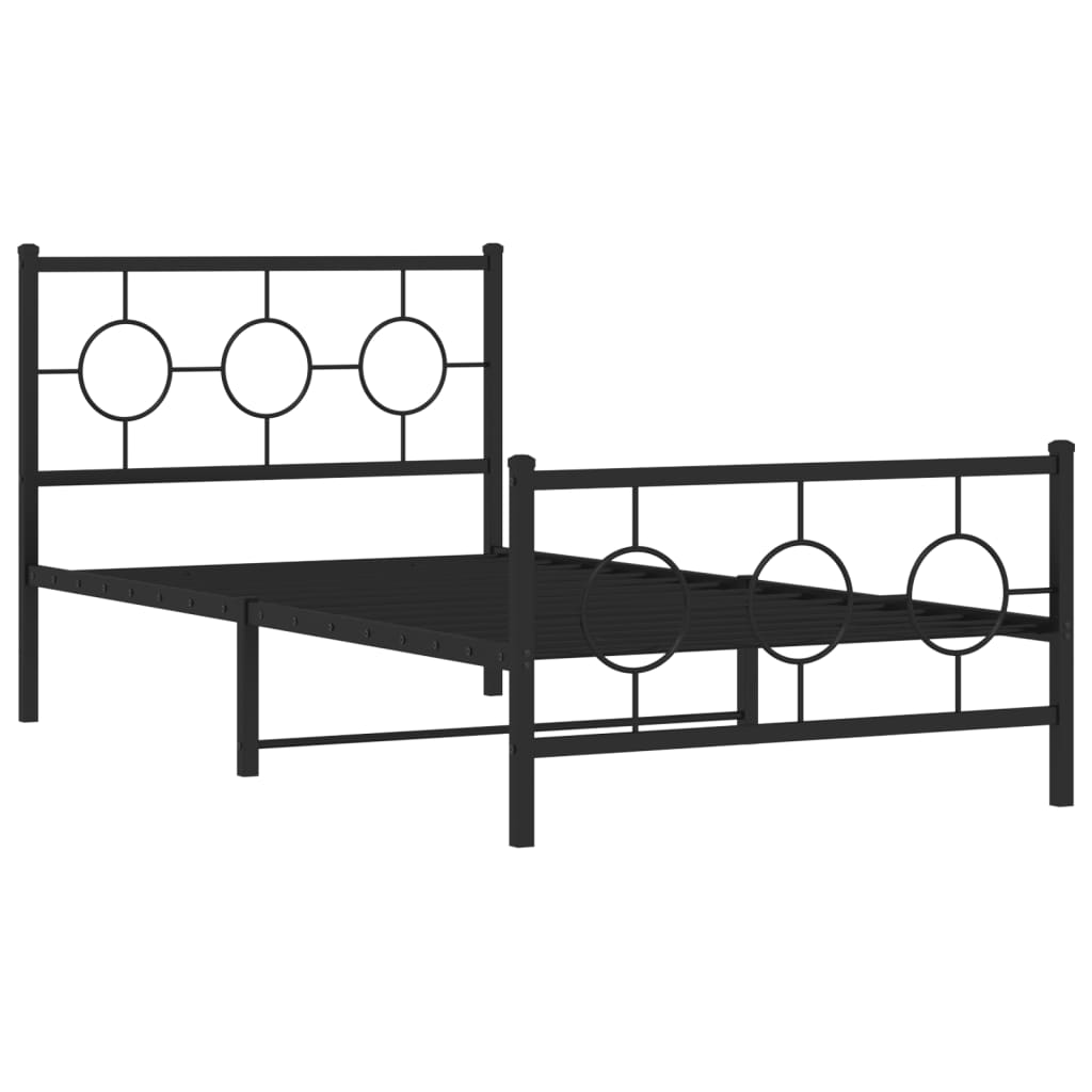 sengeramme med sengegavl og fodgærde 100x200 cm metal sort