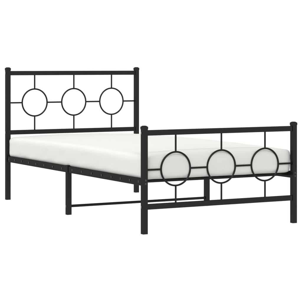 sengeramme med sengegavl og fodgærde 100x200 cm metal sort