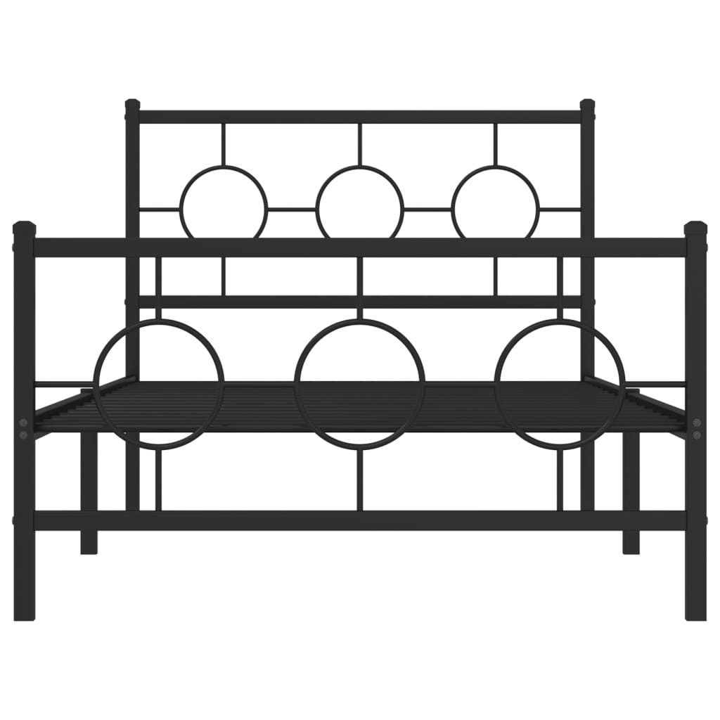 sengeramme med sengegavl og fodgærde 100x200 cm metal sort