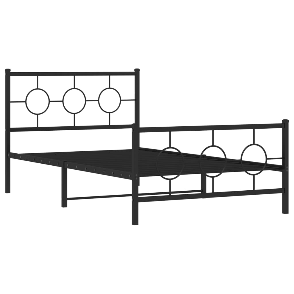 sengeramme med sengegavl og fodgærde 107x203 cm metal sort