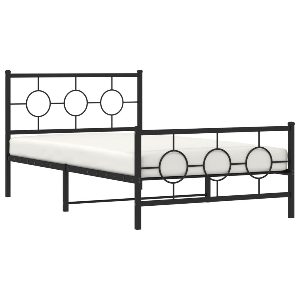sengeramme med sengegavl og fodgærde 107x203 cm metal sort
