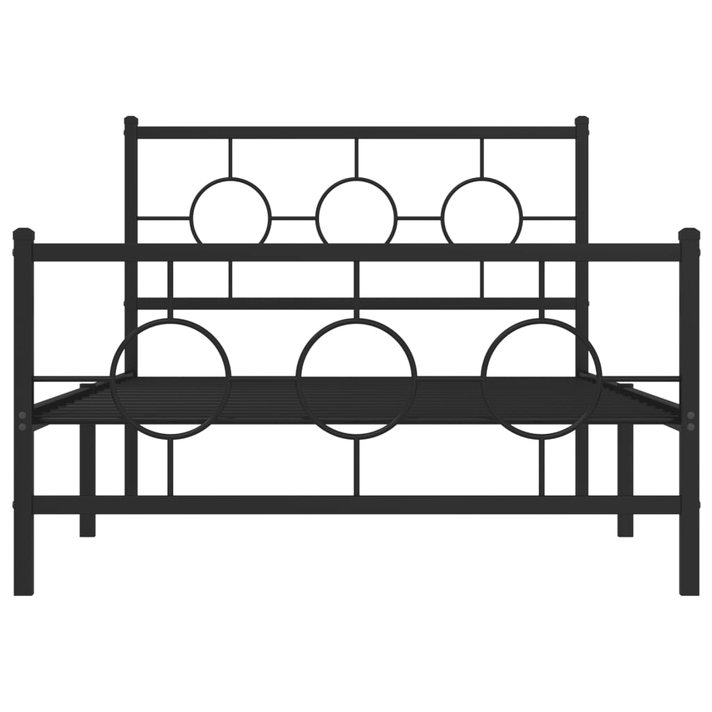 sengeramme med sengegavl og fodgærde 107x203 cm metal sort