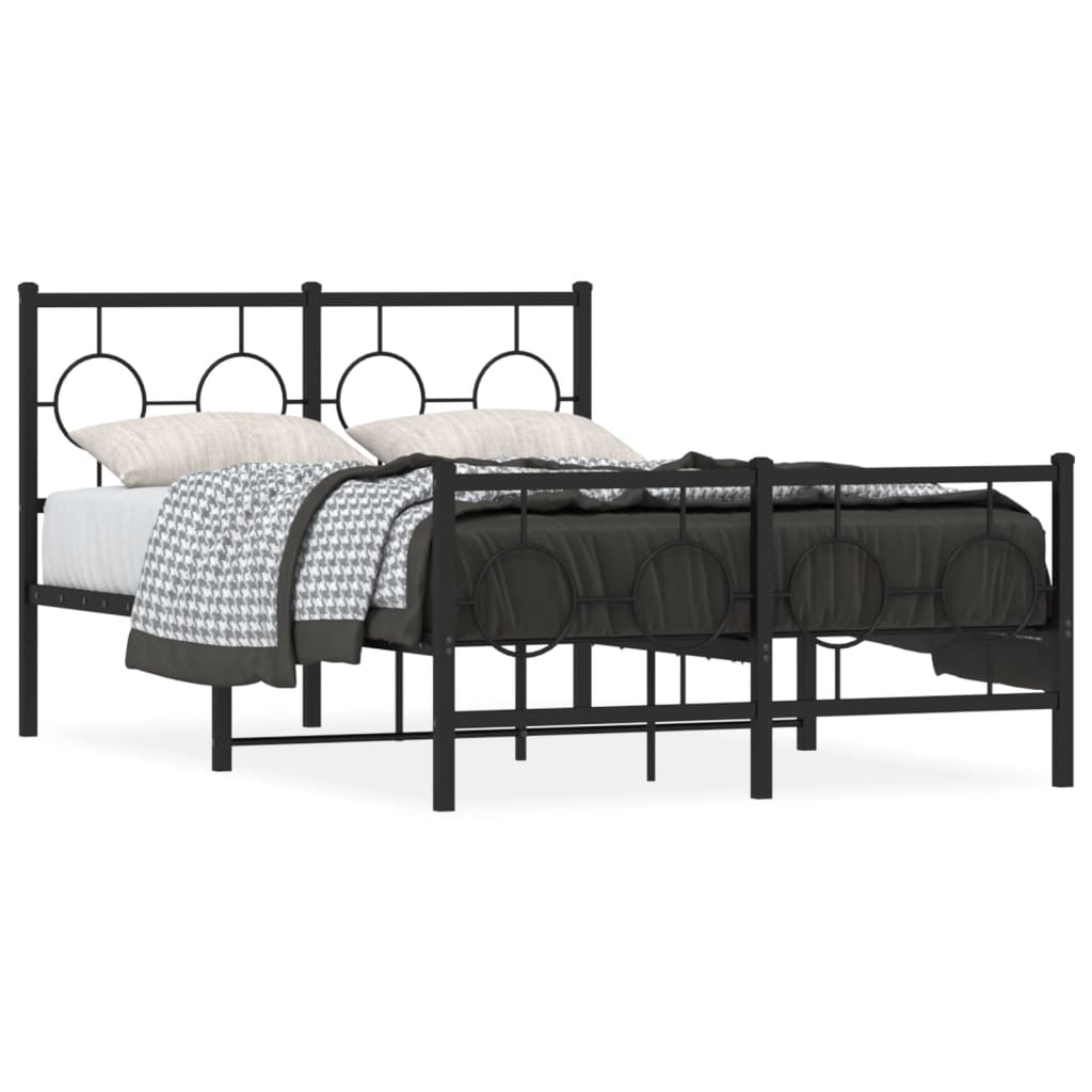 sengeramme med sengegavl og fodgærde 120x190 cm metal sort