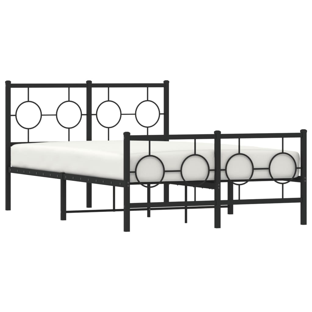 sengeramme med sengegavl og fodgærde 120x190 cm metal sort