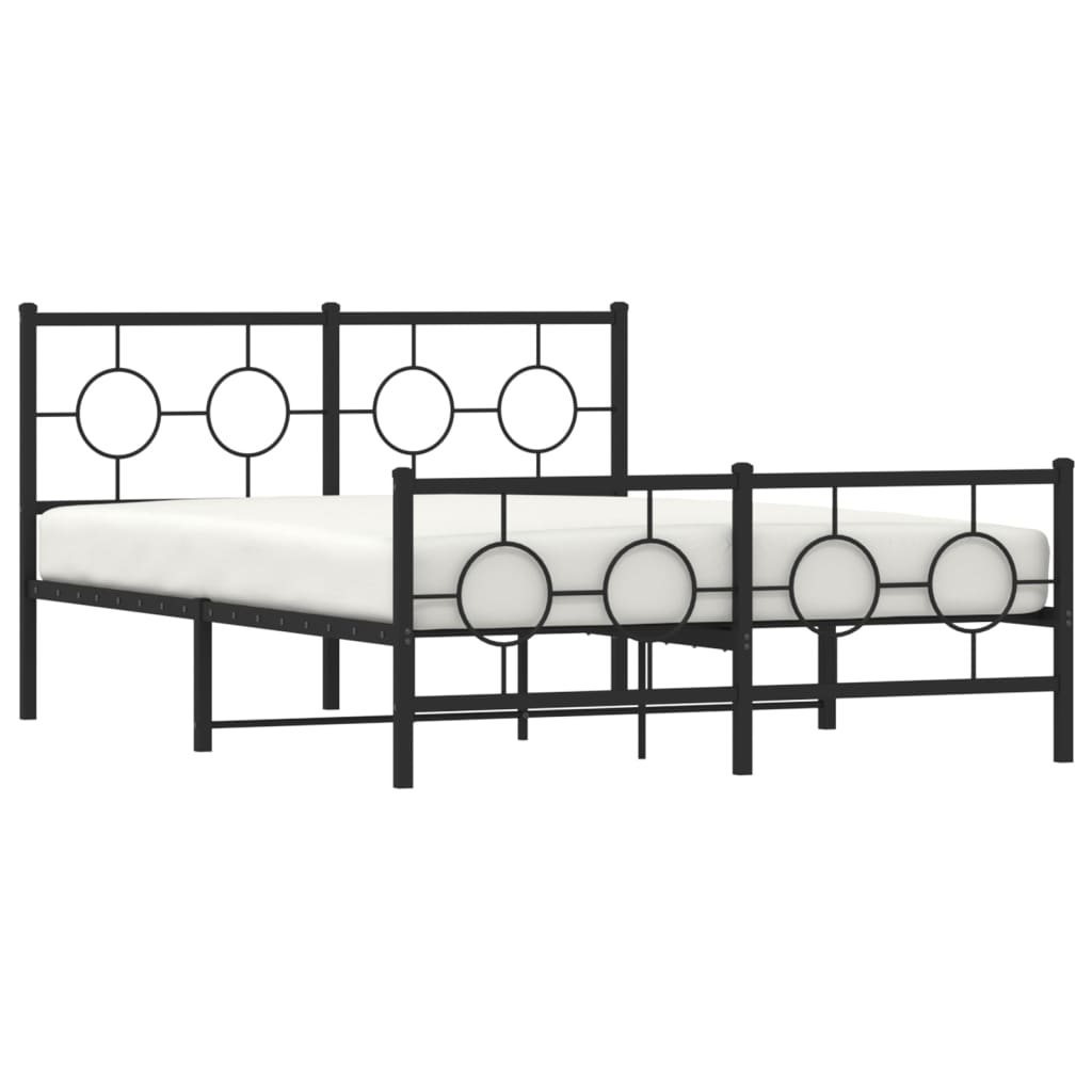 sengeramme med sengegavl og fodgærde 135x190 cm metal sort