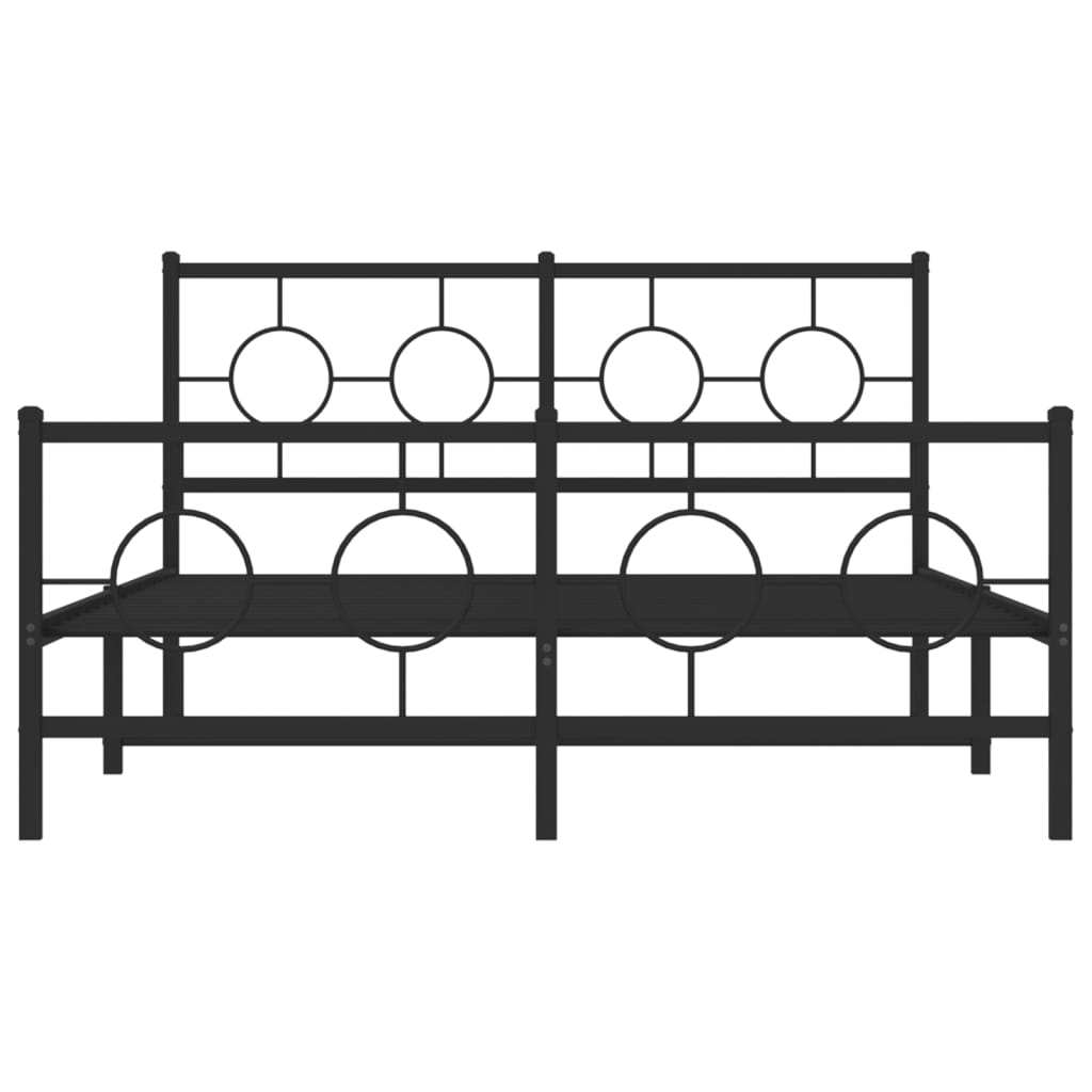sengeramme med sengegavl og fodgærde 135x190 cm metal sort