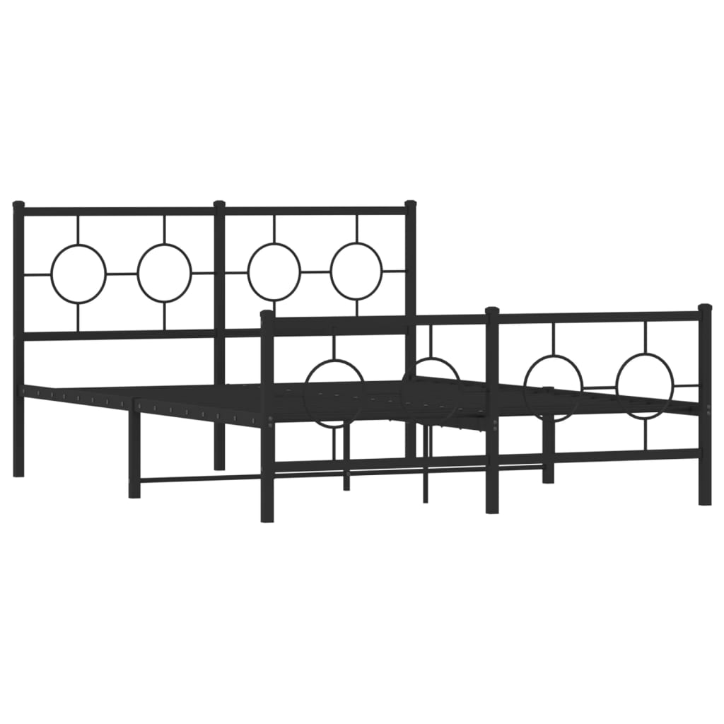 sengeramme med sengegavl og fodgærde 140x190 cm metal sort