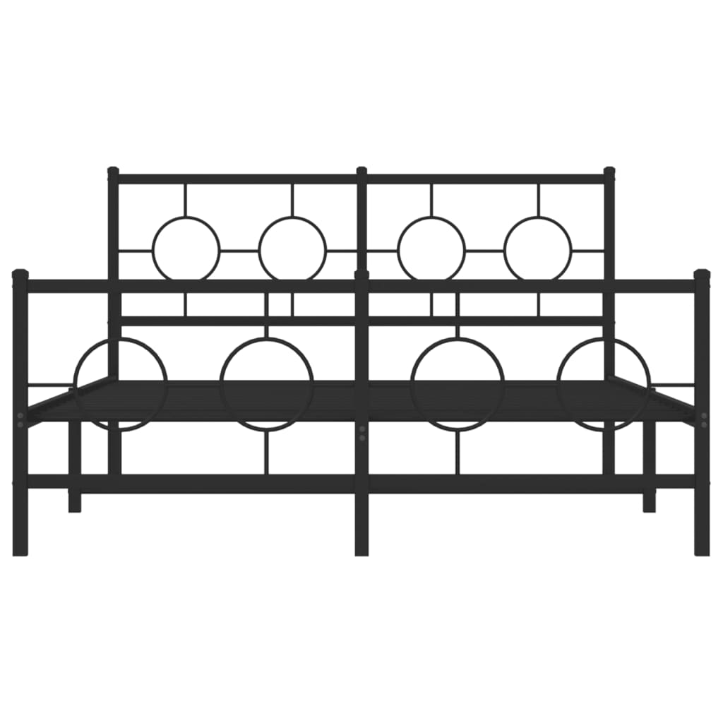 sengeramme med sengegavl og fodgærde 140x190 cm metal sort