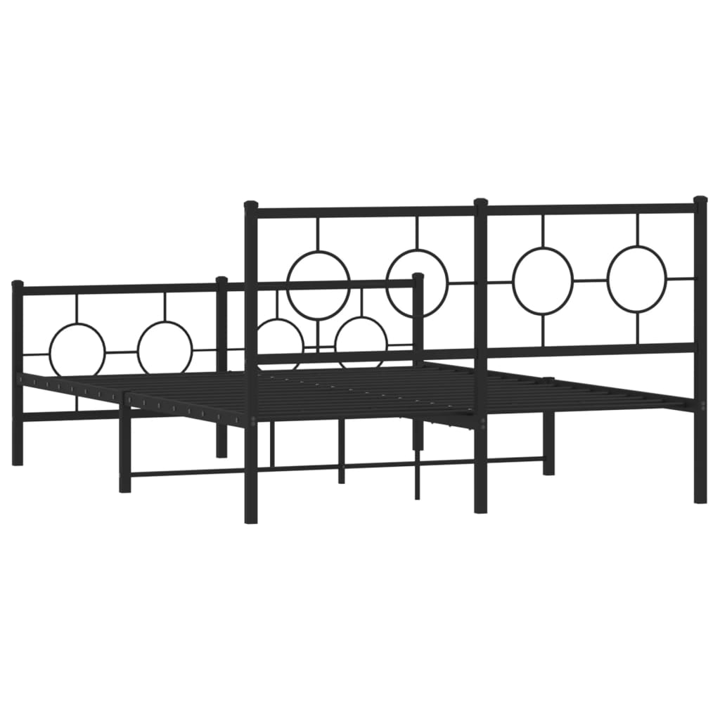 sengeramme med sengegavl og fodgærde 140x190 cm metal sort