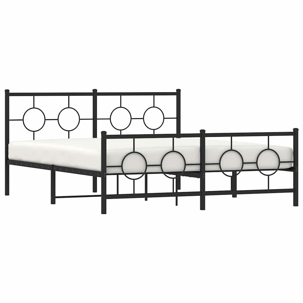 sengeramme med sengegavl og fodgærde 150x200 cm metal sort