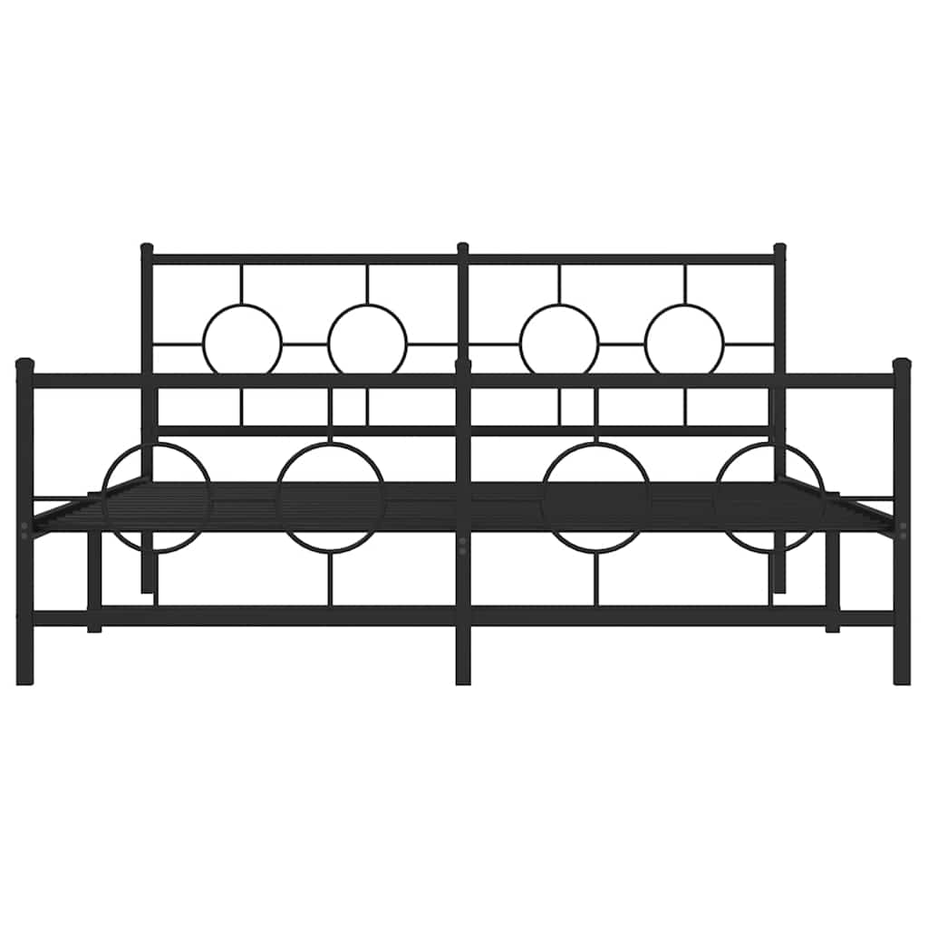 sengeramme med sengegavl og fodgærde 150x200 cm metal sort