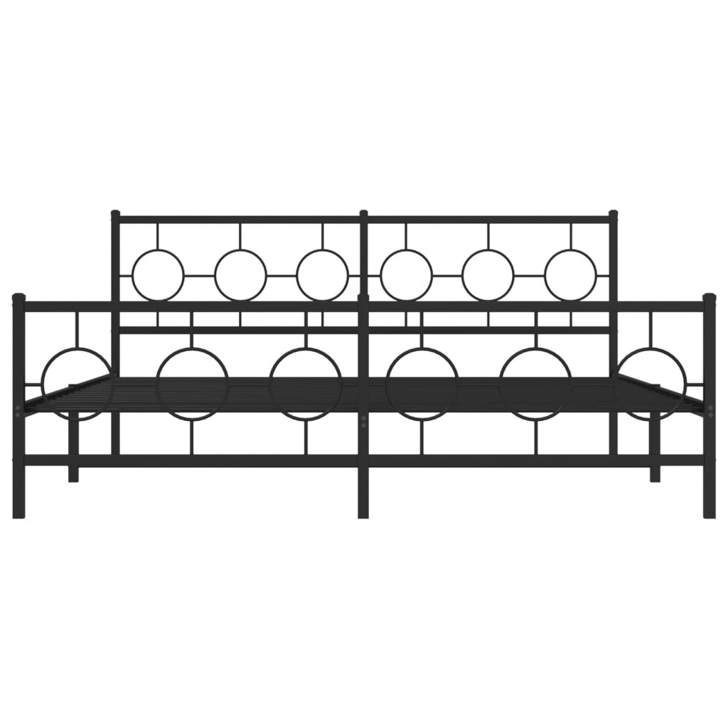 sengeramme med sengegavl og fodgærde 183x213 cm metal sort