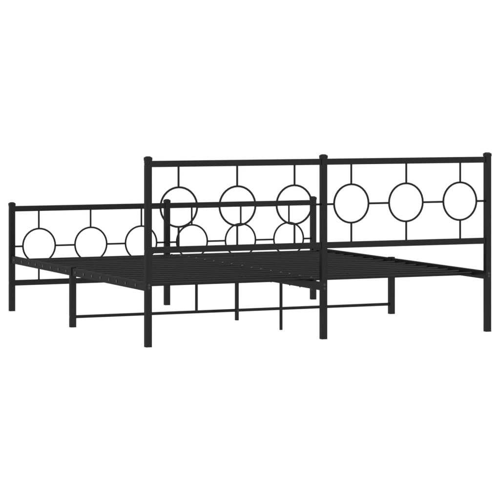 sengeramme med sengegavl og fodgærde 183x213 cm metal sort