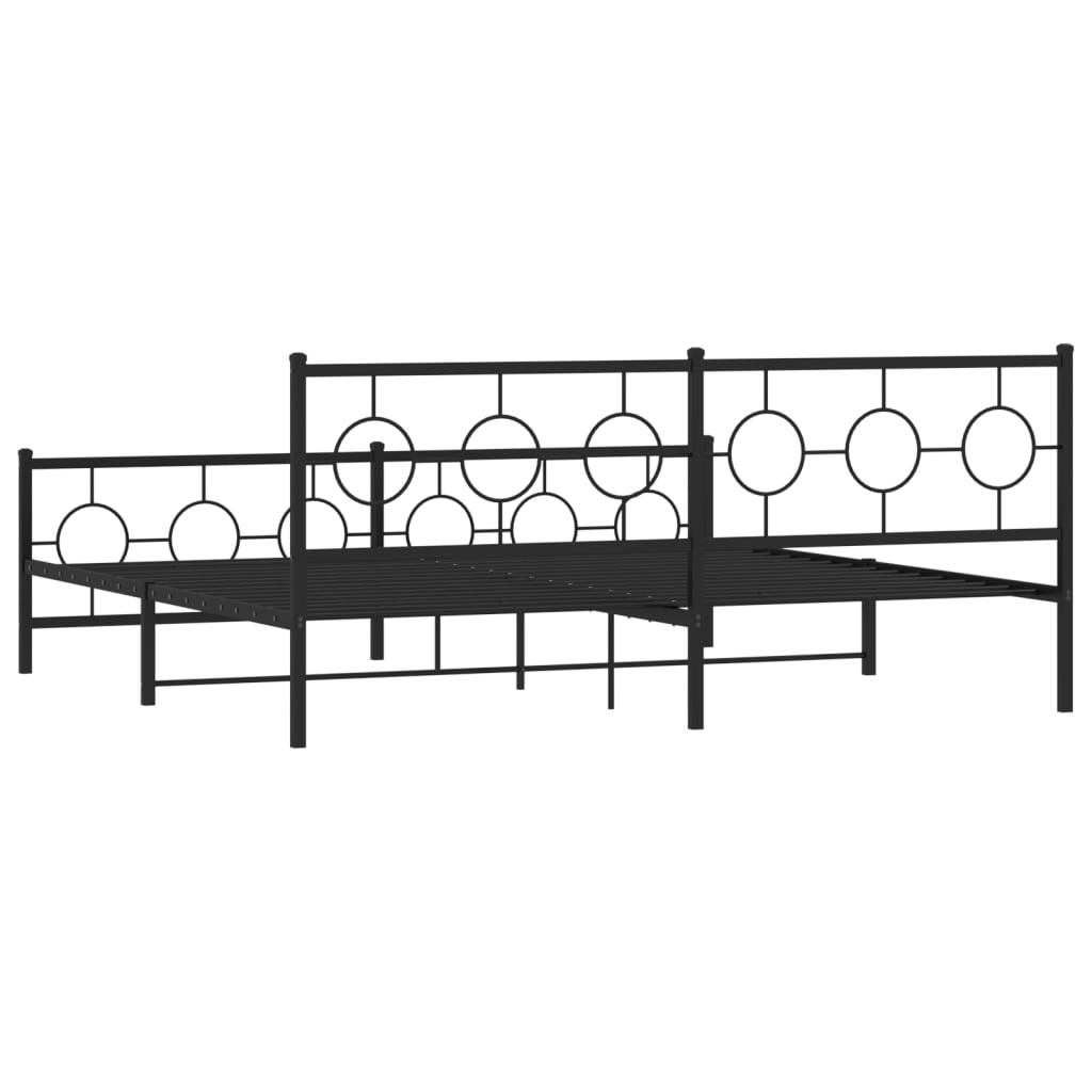 sengeramme med sengegavl og fodgærde 193x203 cm metal sort