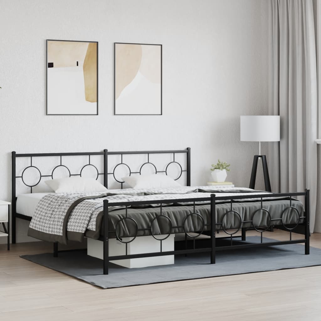 sengeramme med sengegavl og fodgærde 193x203 cm metal sort