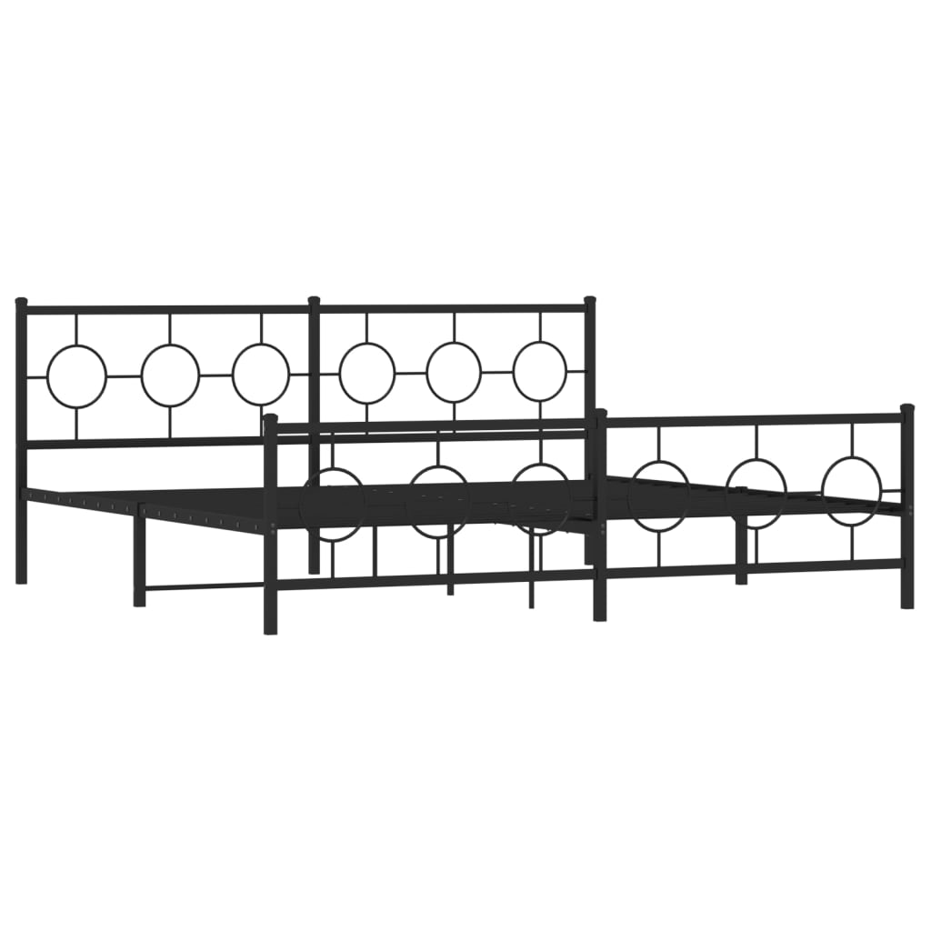sengeramme med sengegavl og fodgærde 200x200 cm metal sort
