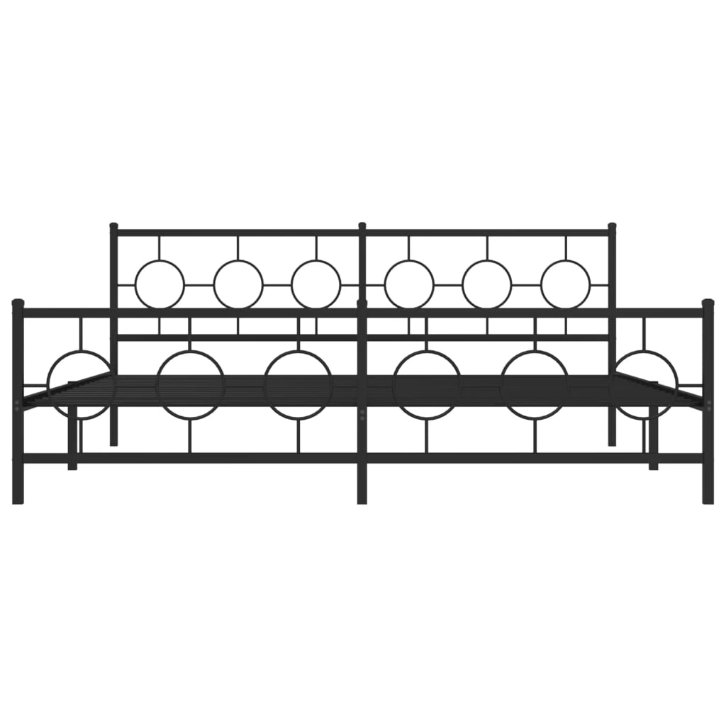 sengeramme med sengegavl og fodgærde 200x200 cm metal sort
