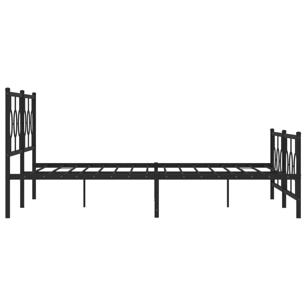 sengeramme med sengegavl og fodgærde 200x200 cm metal sort