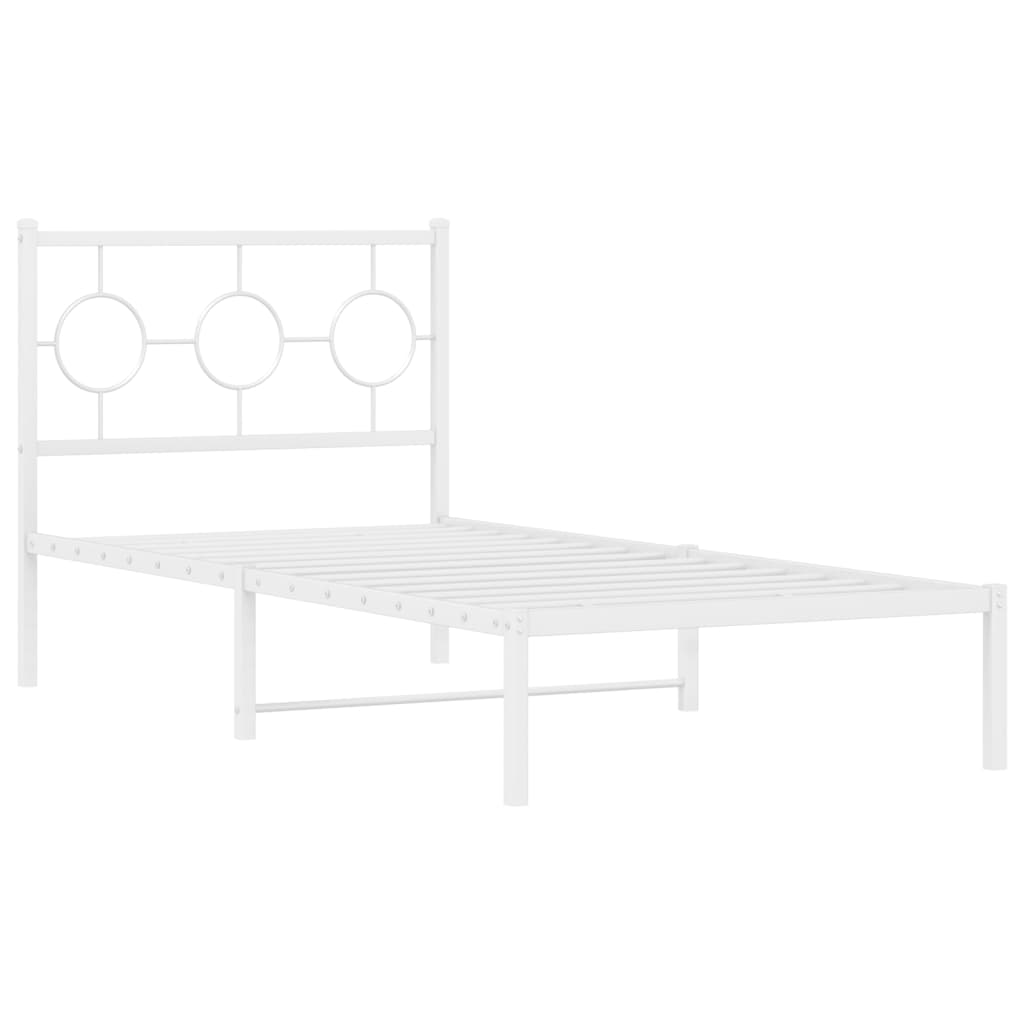 sengeramme med sengegavl 90x190 cm metal hvid