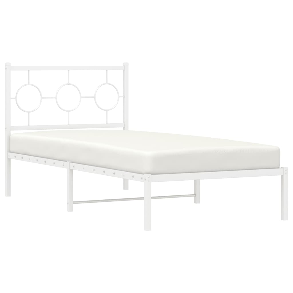 sengeramme med sengegavl 90x190 cm metal hvid