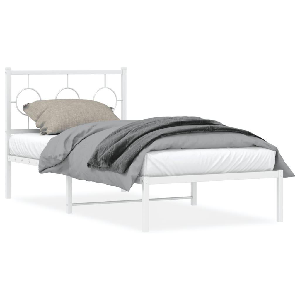 sengeramme med sengegavl 90x200 cm metal hvid