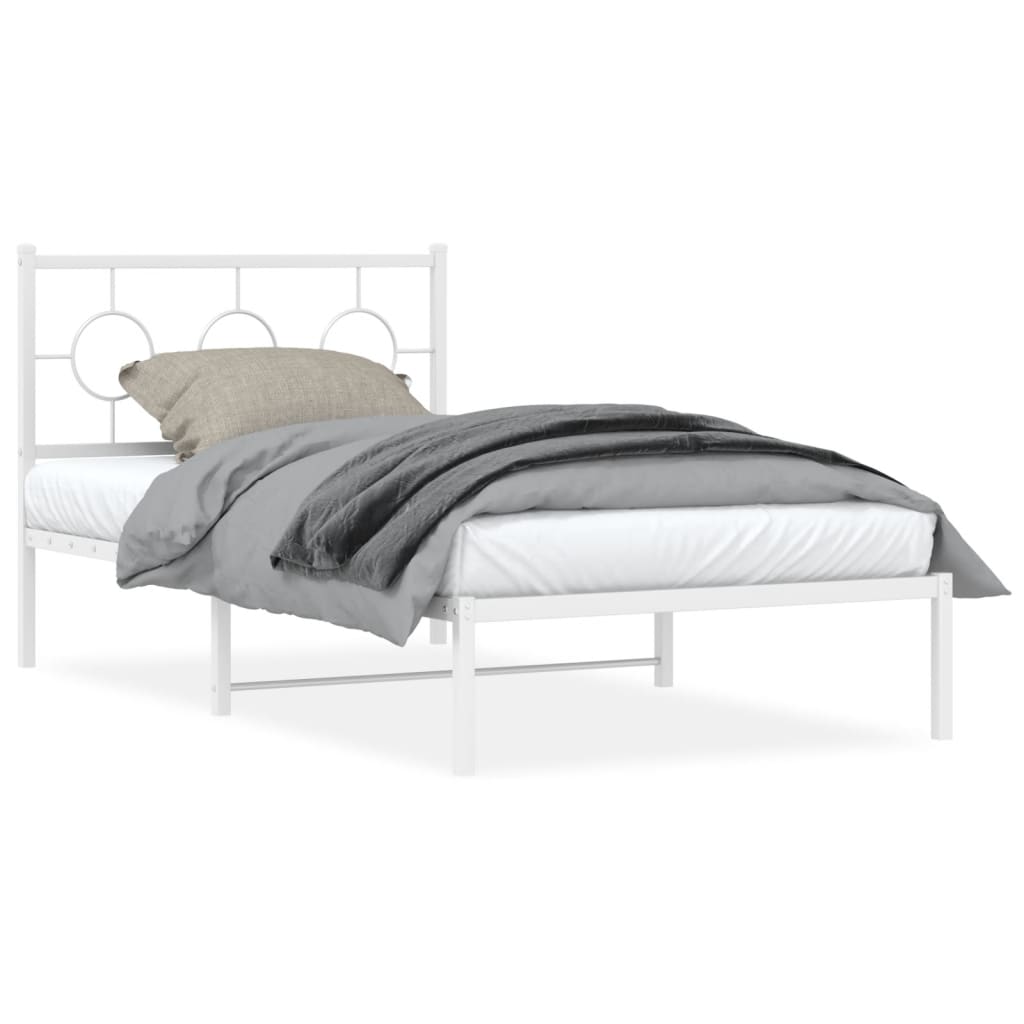 sengeramme med sengegavl 100x190 cm metal hvid