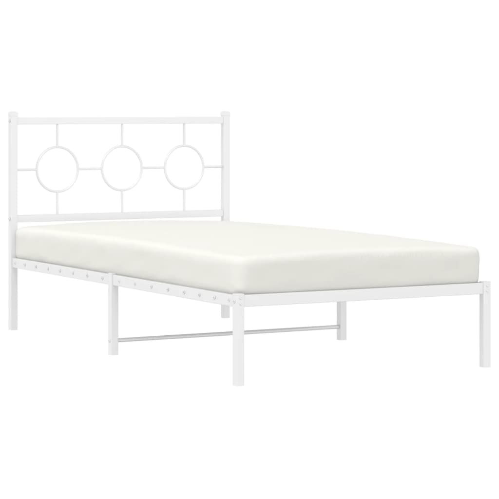 sengeramme med sengegavl 100x190 cm metal hvid