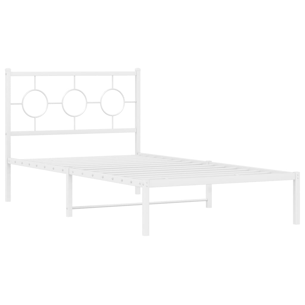 sengeramme med sengegavl 100x200 cm metal hvid