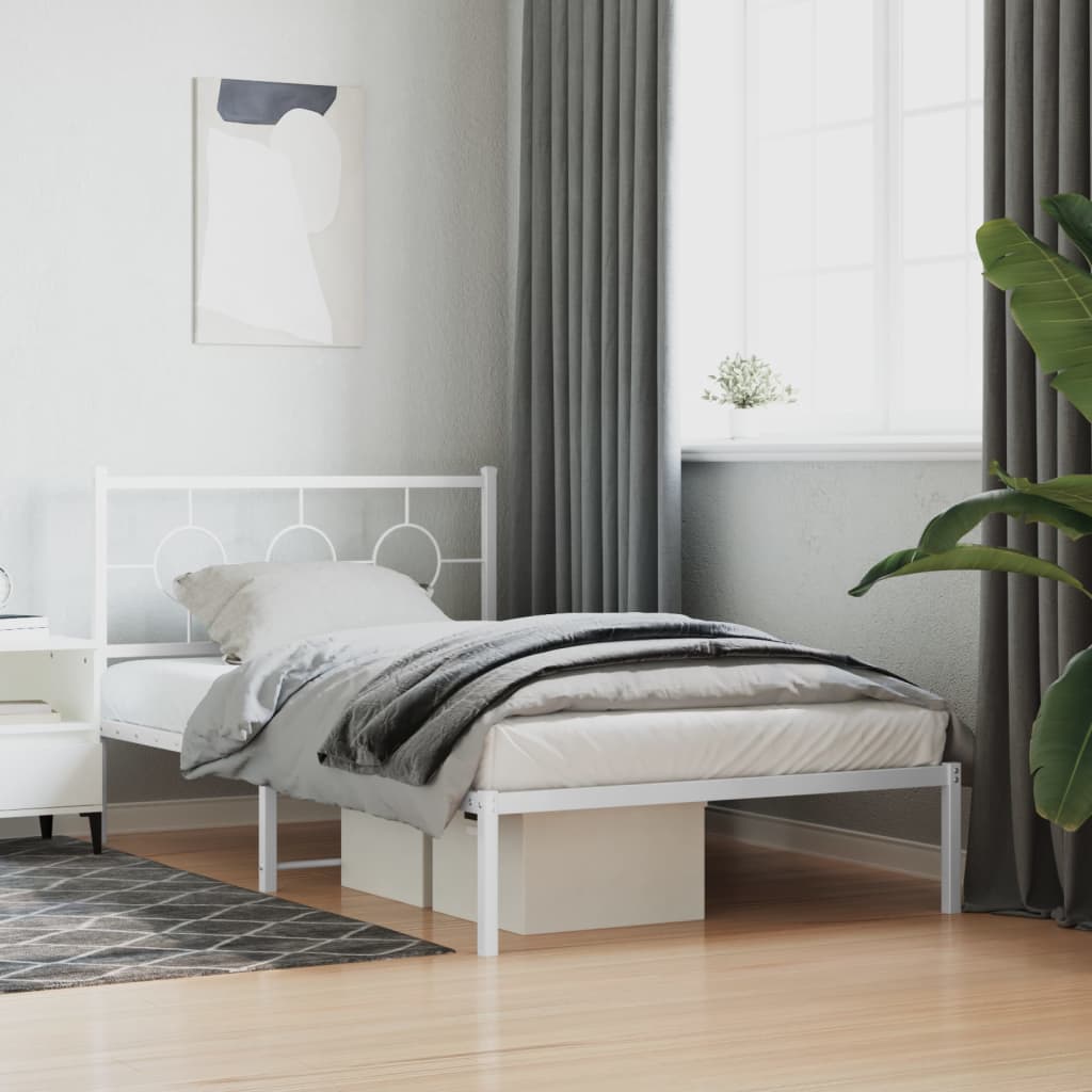 sengeramme med sengegavl 107x203 cm metal hvid
